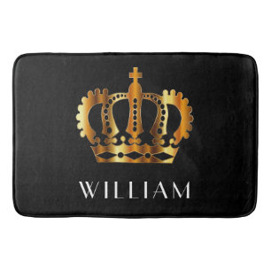 Golden Crown Persoonlijke naam Zwart Badmat