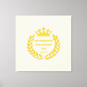 Golden Crown & The Kingdom of God Bible Verse Canvas Afdruk