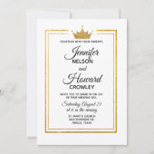 Golden Crown Wedding Invitation Kaart (Voorkant)