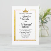Golden Crown Wedding Invitation Kaart (Staand voorkant)