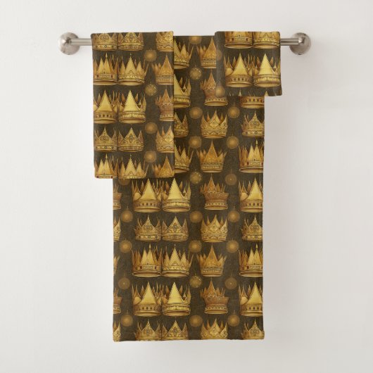 Golden Crowns Pattern Bad Handdoek (Insitu)