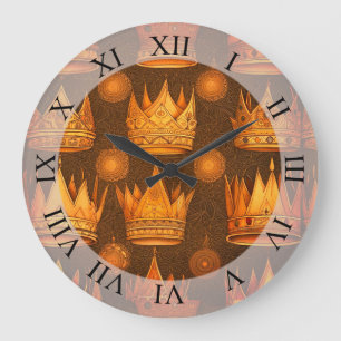Golden Crowns Pattern Grote Klok