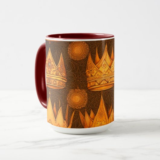 Golden Crowns Pattern Mok (Voorkant links)
