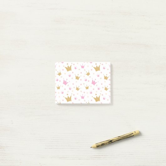 Golden Crowns Pattern Post-it® Notes (Op bureau)