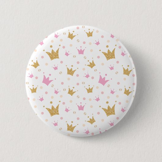 Golden Crowns Pattern Ronde Button 5,7 Cm (Voorkant)