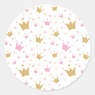 Golden Crowns Pattern Ronde Sticker