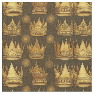 Golden Crowns Pattern Stof