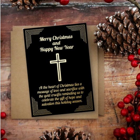 Golden Crucifix sur la carte noire Arrière - plan