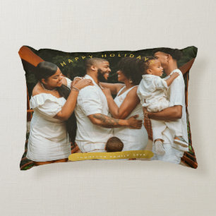 Golden Custom Photo Family Kerstmis Accent Kussen