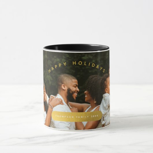 Golden Custom Photo Family Kerstmis Mok (Midden)