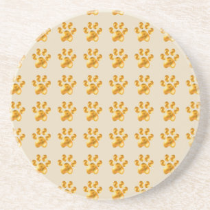 Golden Cute Paws op Beige Zandsteen Onderzetter