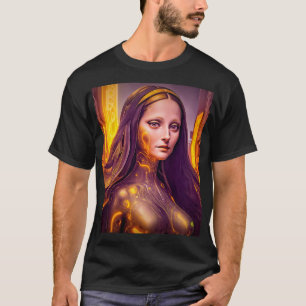 Golden Cyborg Mona Lisa T-shirt