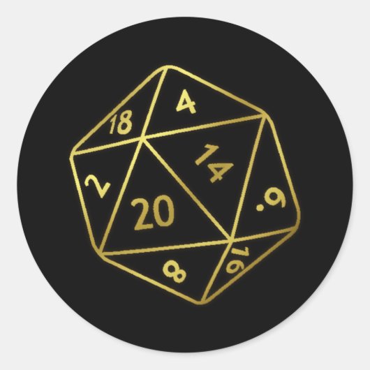 Golden D20 Ronde Sticker (Voorkant)