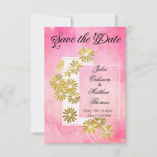 Golden Daisy Dream Elegance Romance  Chic Save The Date (Voorkant)