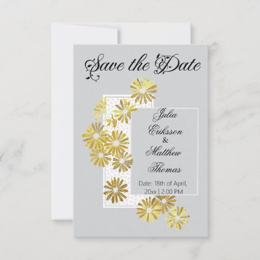 Golden Daisy Dream Elegance Romance  Chic Save The Date (Voorkant)