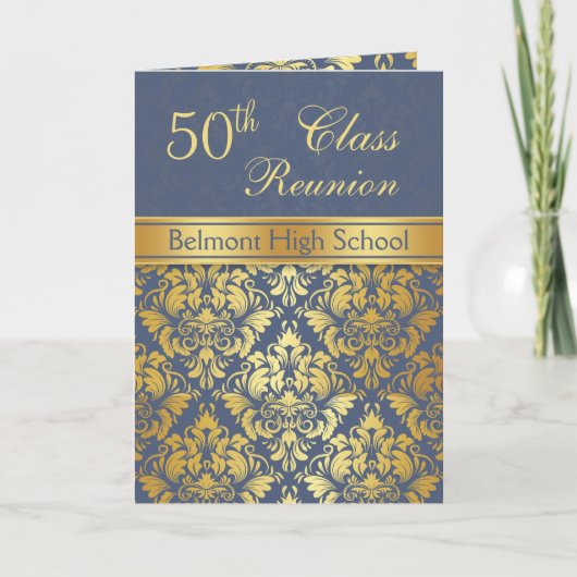 Golden Damask 50th Class Reunion Wenskaart Kaart (Voorkant)
