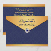 Golden Damask Anniversaire Appartement Invitation (Devant / Derrière)