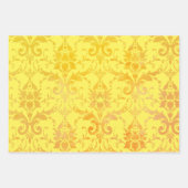 Golden Damask, Craftsy Zinnias en Tangerine Leaf Inpakpapier Vel (Voorkant)