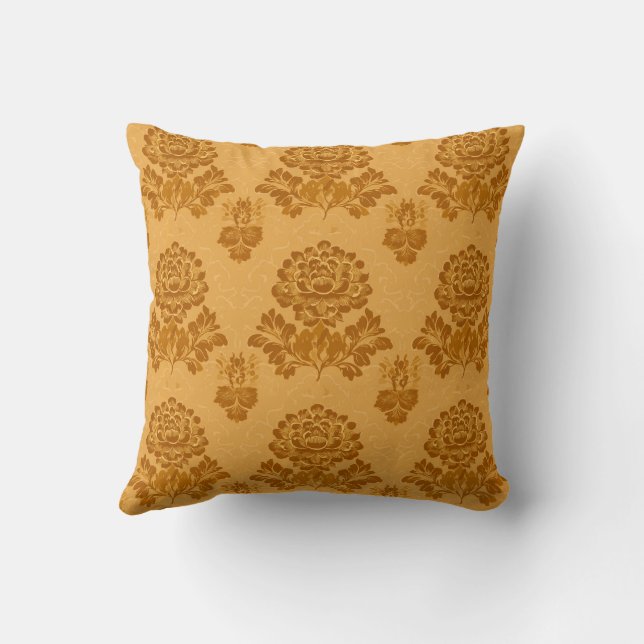 Golden Damask Floral Pattern Kussen (Achterkant)