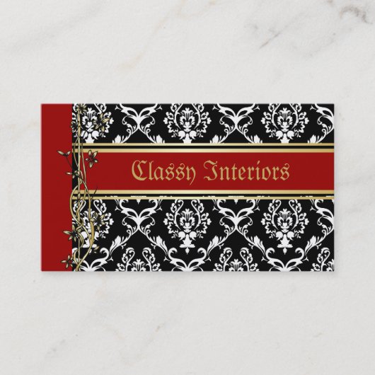 Golden Damask Luxury Custom Cartes de visite (Devant)