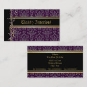 Golden Damask Luxury Custom Cartes de visite (Devant / Derrière)
