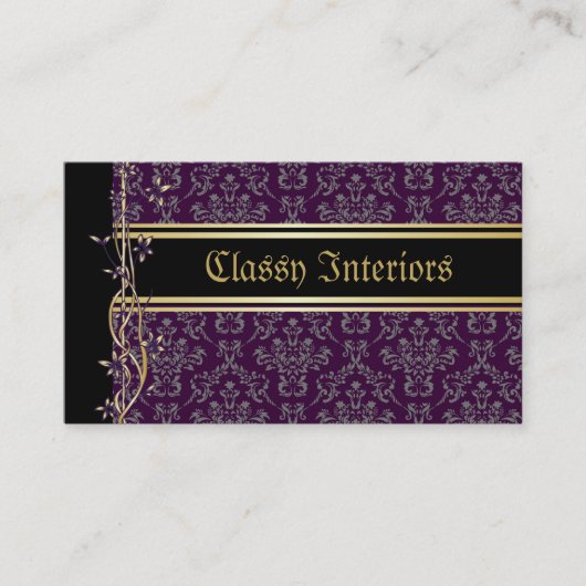 Golden Damask Luxury Custom Cartes de visite (Devant)