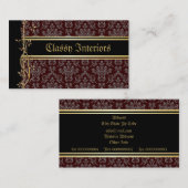 Golden Damask Luxury Custom Cartes de visite (Devant / Derrière)
