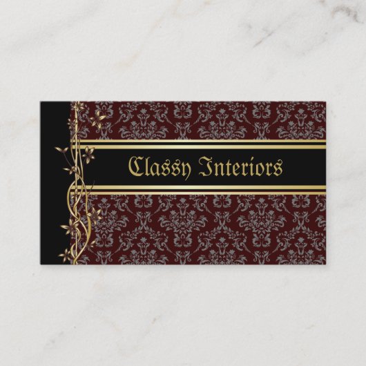 Golden Damask Luxury Custom Cartes de visite (Devant)