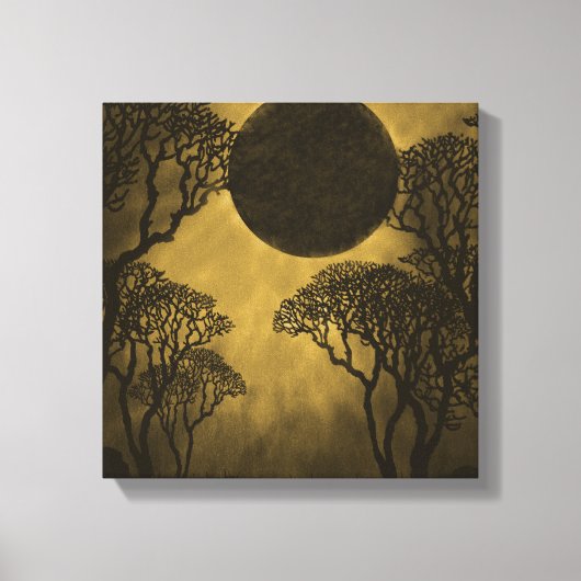 Golden Dark Forest Eclipse Canvas Print (Voorkant)