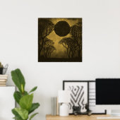 Golden Dark Forest Eclipse Poster (Thuiskantoor)