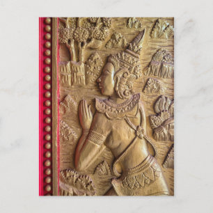 Golden Decorated door Art bij boeddhistische tempe Briefkaart