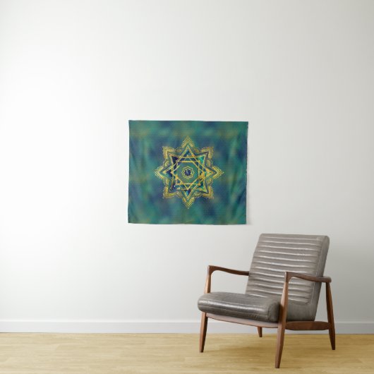 Golden Decorative Star van Lakshmi - Ashthalakshmi Wandkleed (In Situ (horizontaal))
