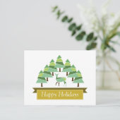 Golden Deer Forest Joyeuses vacances Carte postale (Debout devant)