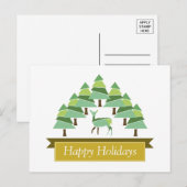 Golden Deer Forest Joyeuses vacances Carte postale (Devant / Derrière)