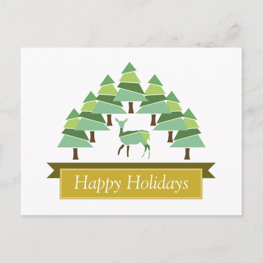 Golden Deer Forest Joyeuses vacances Carte postale (Devant)