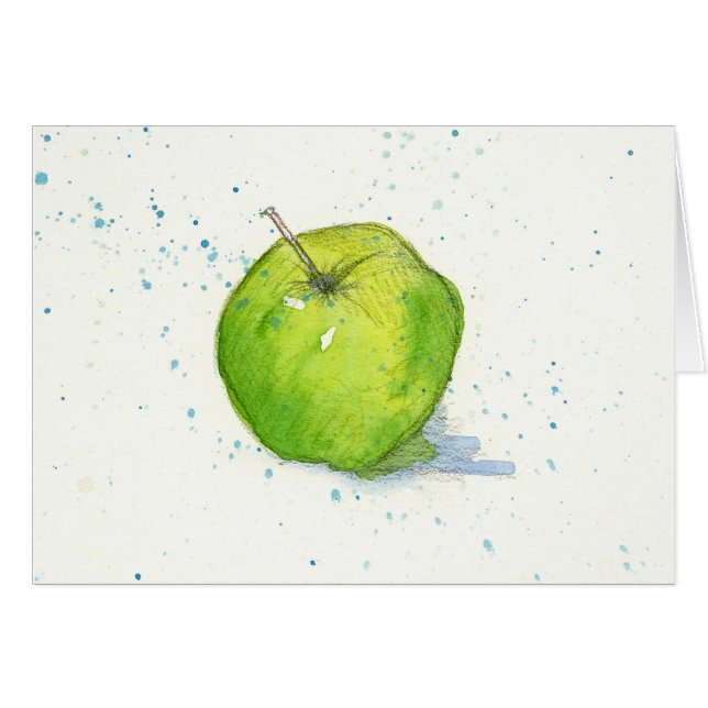 Golden Delicious Green Apple aquarelle peinture (Devant Horizontal)