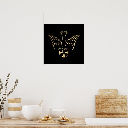 Golden Descent van het Heilige Geest Symbool Poster (Keuken)