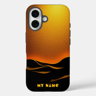 Golden Desert Waves bij zonsondergang iPhone 16 Hoesje
