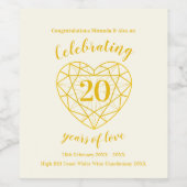 Golden diamant anniversaire 20 ans vin étiquettes (Étiquettes simples)