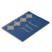 Golden Diamond Damask Blue Wedding Journal Notitieboek (Linkerzijde)