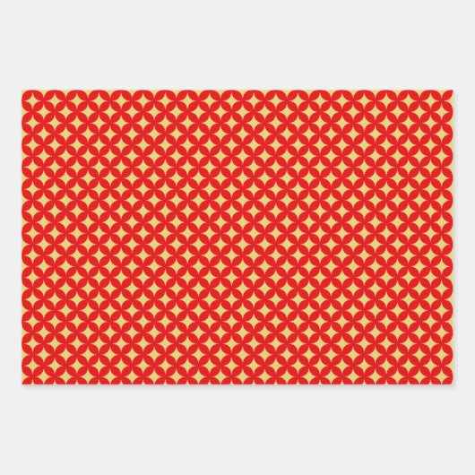 Golden Diamond Star op groen, rood en wit Inpakpapier Vel (Voorkant 3)