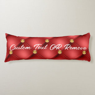 Golden Diamond Tufted Leather Custom Text Name Red Lichaamskussen