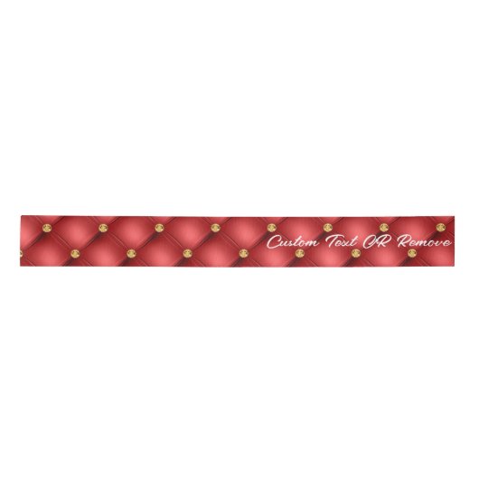 Golden Diamond Tufted Leather Custom Text Name Red Lint (Voorkant)