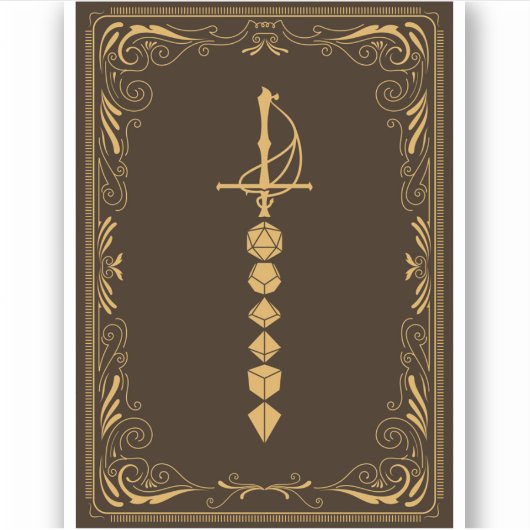 Golden Dice Sword Tafelblad RPG Sticker (Voorkant)