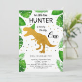 Golden Dinosaur invitation d'anniversaire (Debout devant)