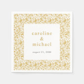  Golden Ditzy Floral Wedding Cocktail Servet (Voorkant)