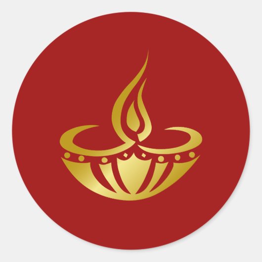 Golden Diwali Lamp Design Ronde Sticker (Voorkant)