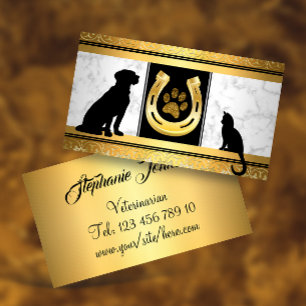 Golden Dog Cat Hoefijzer Glitter Paw Visitekaartje