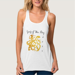 Golden Dog Papercut Chinees nieuwjaar Zodiac TT Tanktop