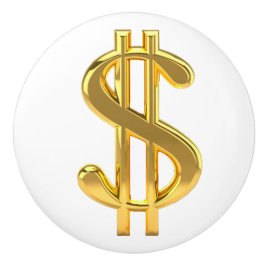 Golden Dollar Sign Knob Keramische Knop